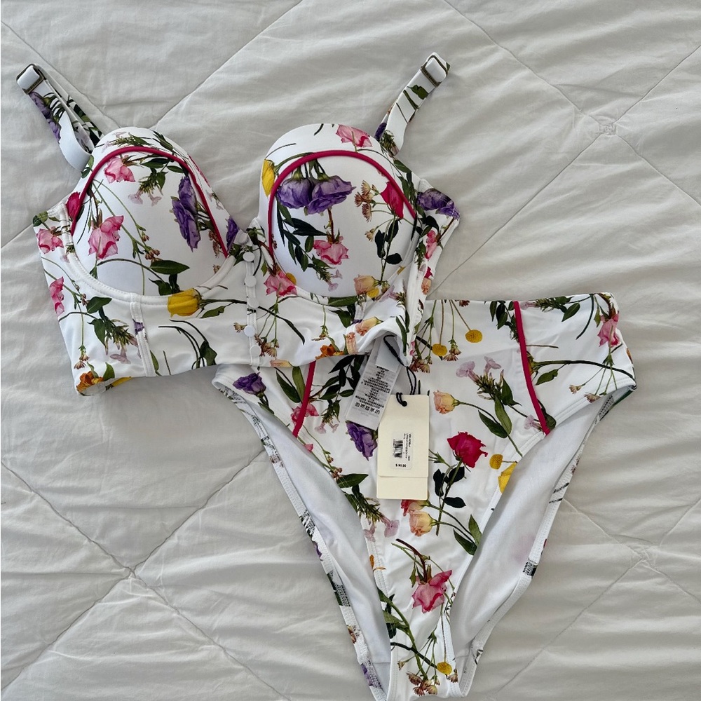Ted Baker White and Pink Floral Bikini